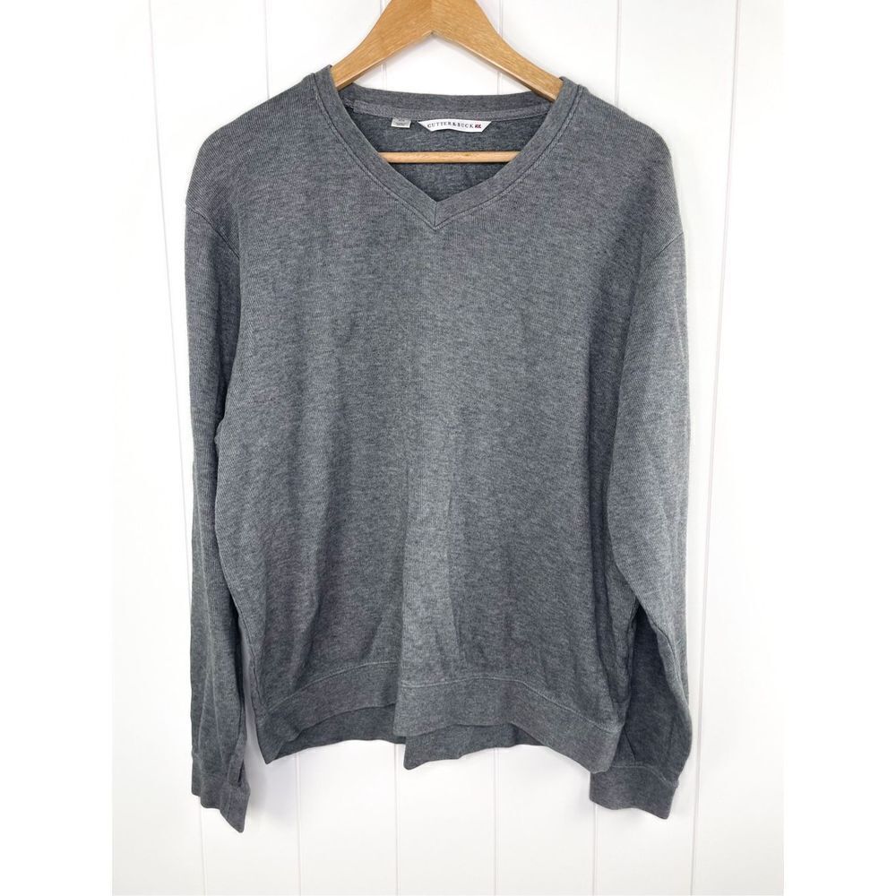 CUTTER & BUCK Men’s Ribbed Pullover Long Sleeve V-Neck Sweater Size M